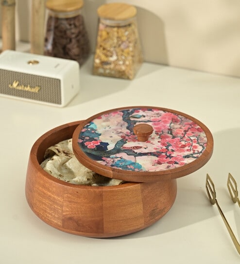 Bliss Floral Wooden Roti Box