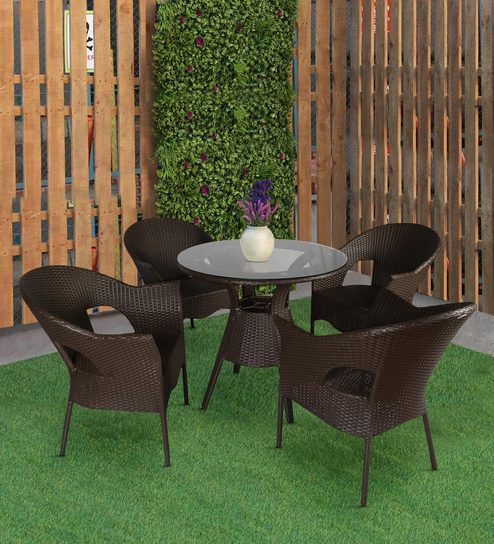 Buy Bliss Outdoor Patio Set In Brown Black Colour By Outkraft