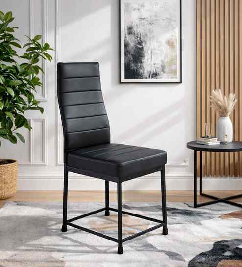 Bloom Leatherette Dining Chair In Black Colour