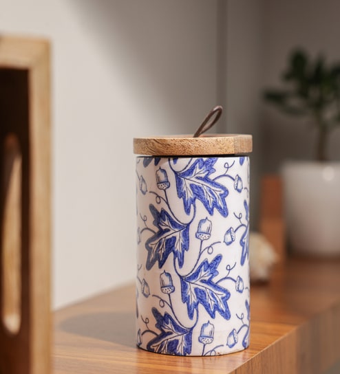 Bloom Mango Wood Sotrage Jar with Enamel