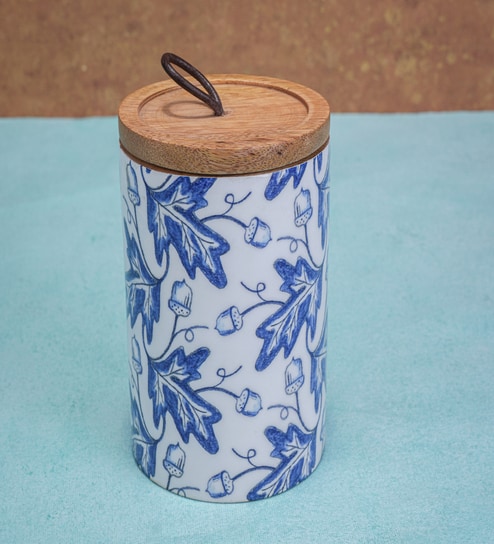 Bloom Mango Wood Canister with Enamel