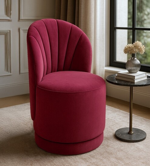 Bloom Suede Dining Chair in Red Colour
