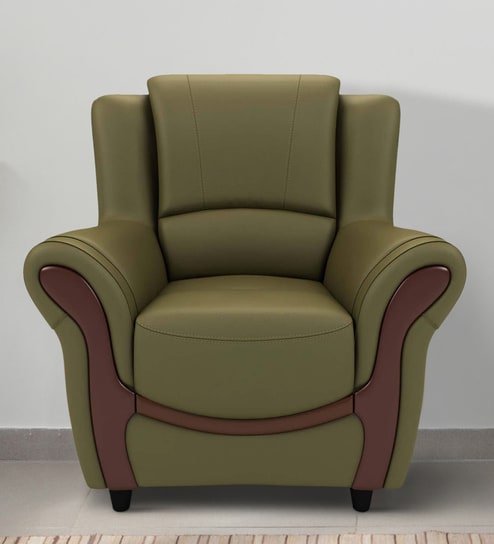Blos Leatherette 1 Seater Sofas in Green Colour