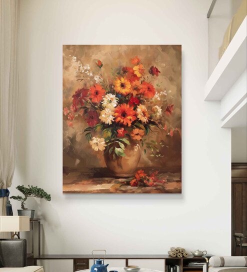 Blossom Basin 16inx20in Gallery Wrap Canvas Painting for Living Room