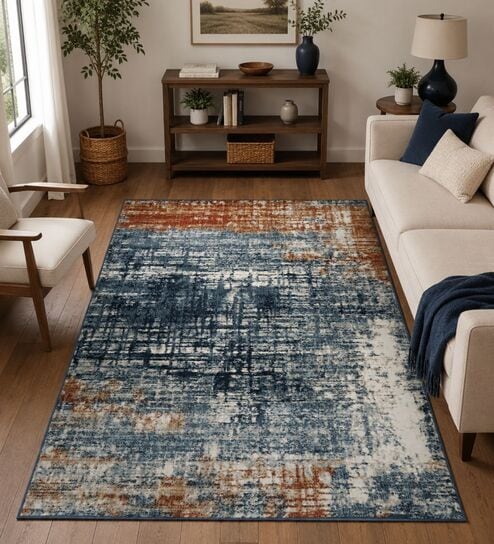 sapana carpet-mats Blue & Rust Abstract PP Heatset 6 x 9 Feet Machine -Made Carpet-picture-15