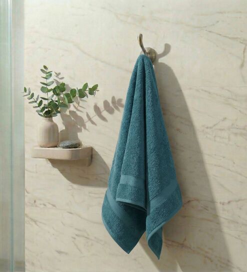 Blue 100% Cotton 525 Gsm Bath Towel