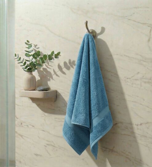 Blue 100% Cotton 525 Gsm Bath Towel