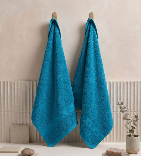 Blue 100% Cotton 525 Gsm Hand Towel