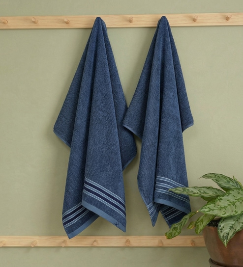 Blue 100% Cotton 630 Gsm Bath Towel