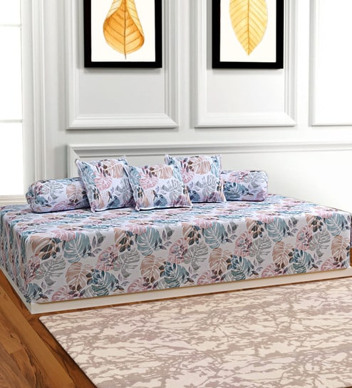Blue 144 TC Cotton 6 Piece Diwan Set
