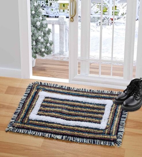 Blue Abstract Microfiber 24x16 Inches Anti Skid Door Mat