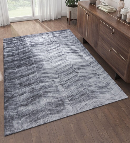 Blue Abstract Others 6 ft X 9 ft Hand Woven Carpet