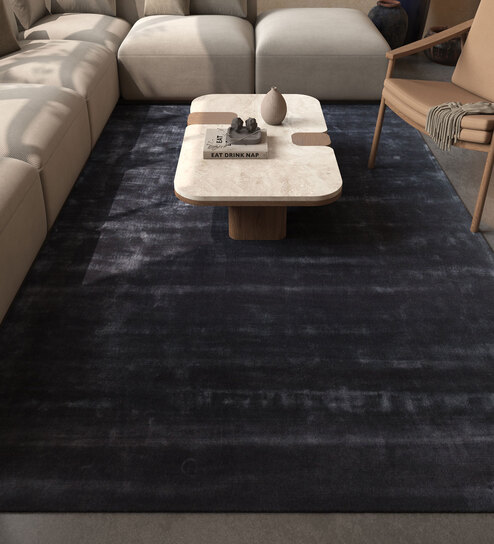 Blue Abstract Viscose 6 ft X 9 ft Hand Tufted Rectangle Carpet