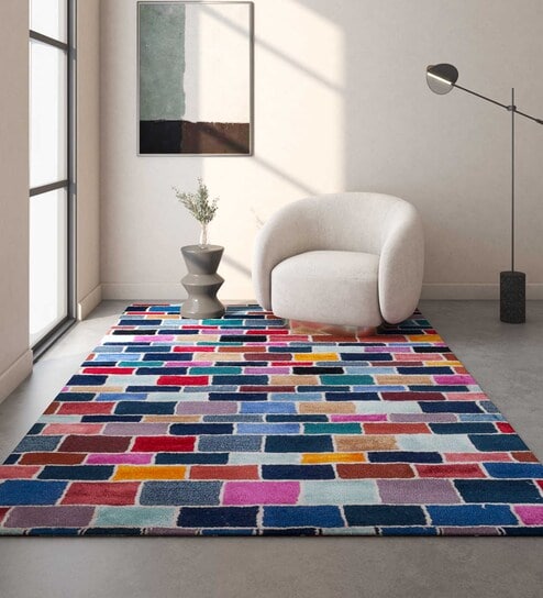 Multicolor Abstract Wool 3 ft X 5 ft Hand Tufted Carpet by Jaipur Rugs