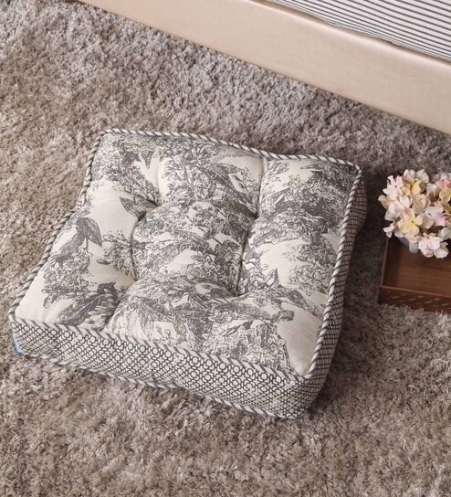 Buy Grey Cotton 18 X 18 Inch Bali Cushion Covers With Inserts By