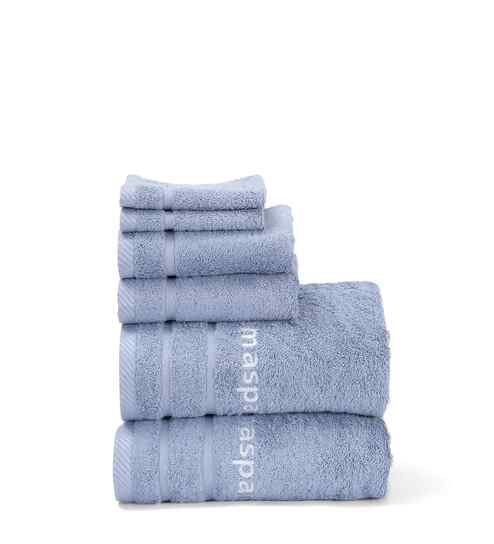 Blue Bamboo Cotton Solid 650 GSM Bath Hand & Face Towel Set (6Pc)