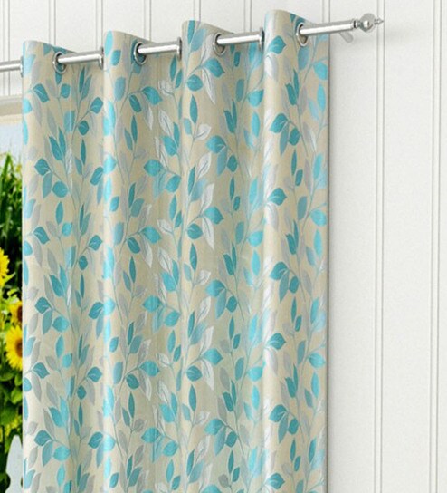 Buy Blue Semisheer Polyester 9 Feet Eyelet Long Door Curtain By