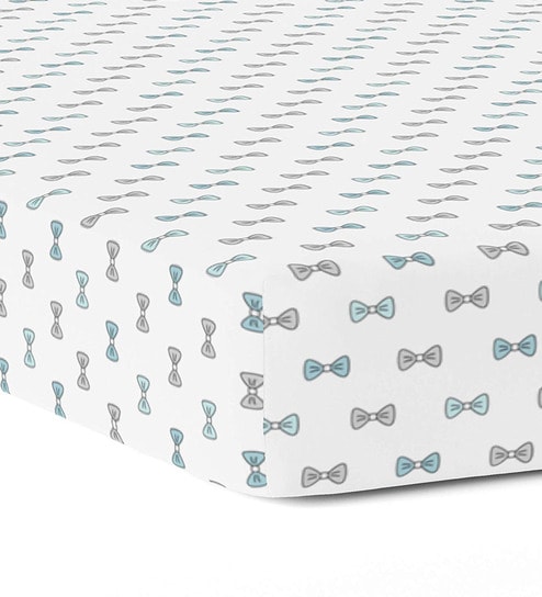 Buy Blue Bows 52 X 28 In Organic Cotton Fitted Crib Sheet By The