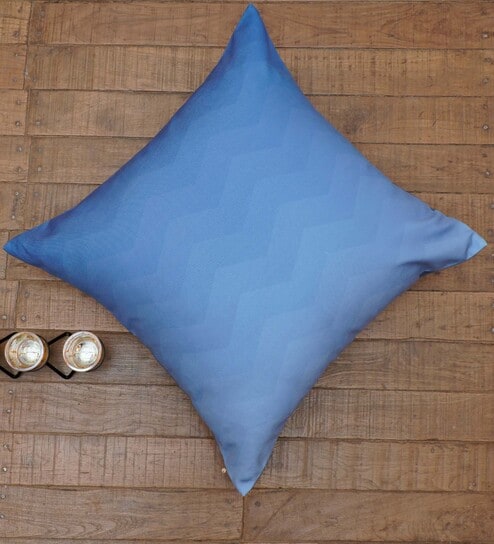 Blue Zig Zag Canvas 24 x 24 Inches Cushion Cover