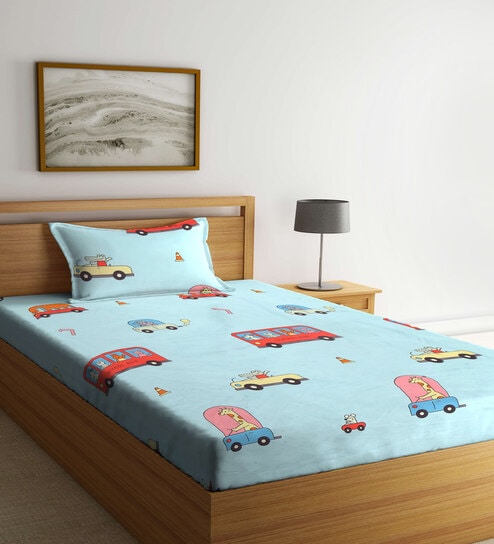 Cartoon print cotton single bed outlet sheet