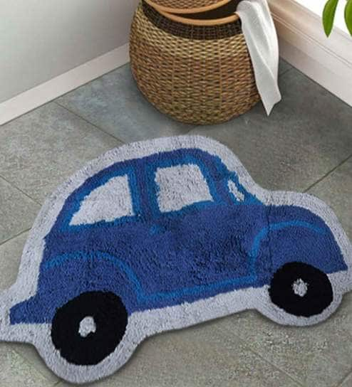 Buy Blue Colour Car Shape 100 Cotton Mat By S9home Online Kids