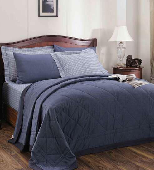 Blue Cotton 240 AC Room Double Bed Quilt by Maspar