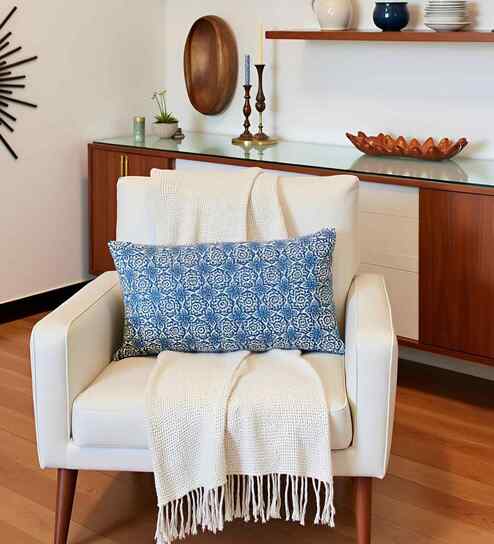 Blue Cotton Abstract 20x12 inches Cushion Cover