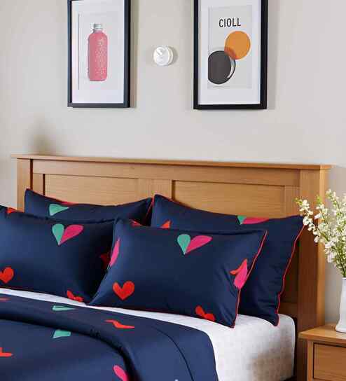 Blue Cotton Abstract 28x18 inches Pillow Cover Set of 2