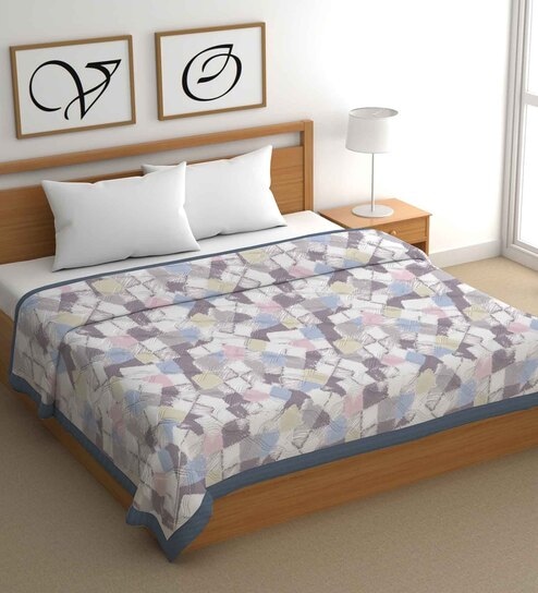 Blue Cotton Abstract 500 GSM Double Bed Comforter