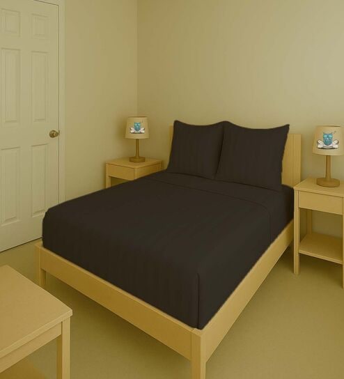 Blue Cotton 300TC 2CM Striped Super King Bedsheet with 2 Pillow Covers