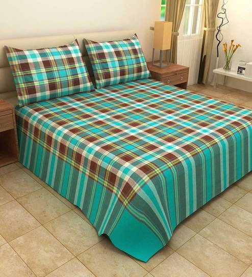 Buy Cotton 300 Tc Double Bed Cover With 2 Pillow Covers By