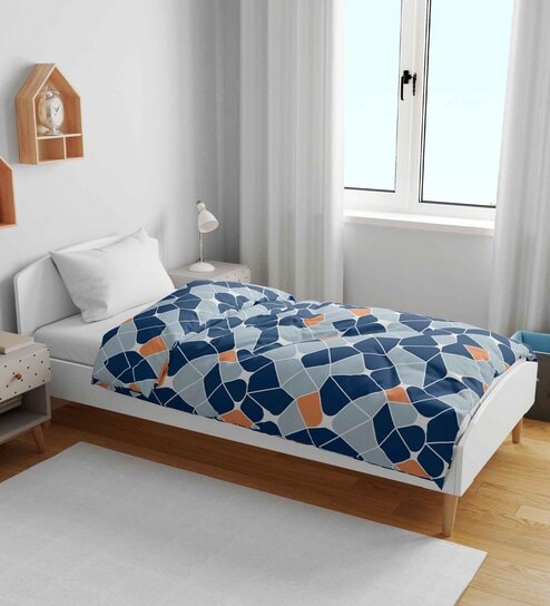 Blue Cotton Floral 120 GSM Single Kids Dohar