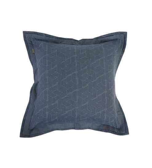 Blue Cotton Geometric Print 18x18 inches Square Cushion Cover