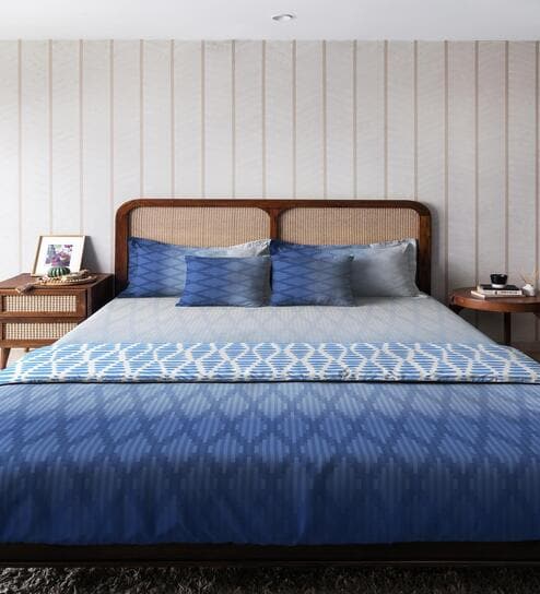 Blue Cotton Geometrical 80 GSM Double Bed Dohar