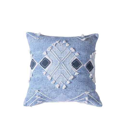 Blue Cotton Printed 18x18 inches Square Cushion Cover