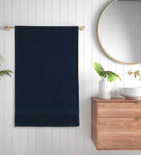 Blue Cotton Printed 300 GSM Bath Towel (1 Pc)