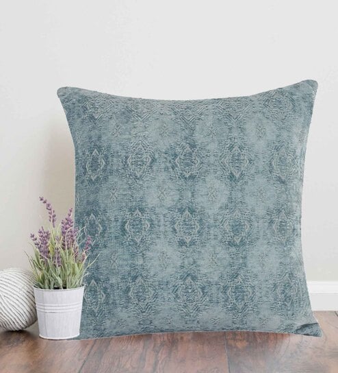 Blue Traditional Ethnic Cotton 12 x 12 Inches Cushion Cover