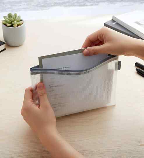 Blue Document ZiPolypropyleneer Pouch Multipurpose Organizer