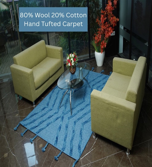 the woven legacy Blue Geometrical Wool Hand Tufted Carpet-picture-15