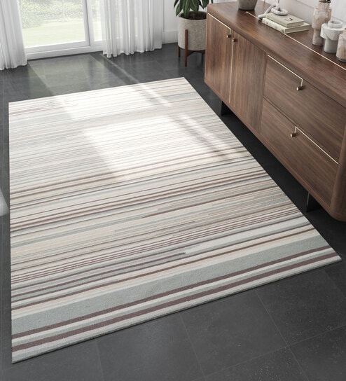 Blue Geometrical Wool 6 ft X 9 ft Flat Weaves