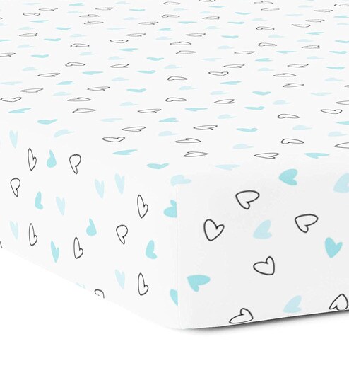 Buy Blue Hearts 52 X 28 In Organic Cotton Fitted Crib Sheet By The