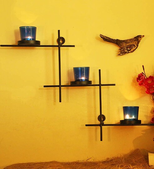 Buy Black Metal Candle Holders Set Of 3 By Homesake Online Wall
