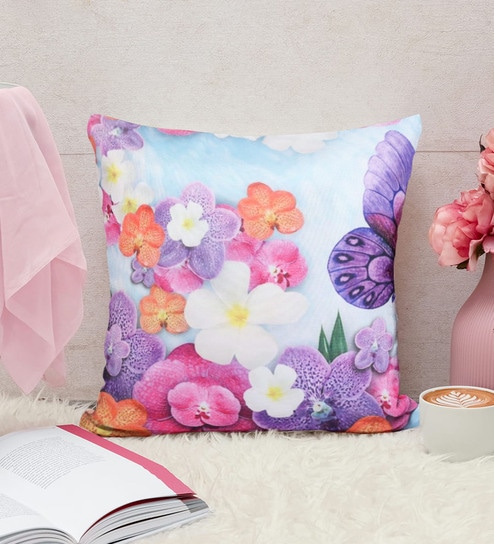 romee Blue Jute Floral 40x40 inches Cushion Covers Set of 5-picture-6