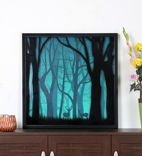 Blue Mdf Canvas 3d Forest Trees Painting By Home