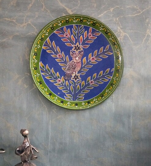 Buy Blue Mdf Wooden Wall Decor Plate By Art Of Jodhpur Online