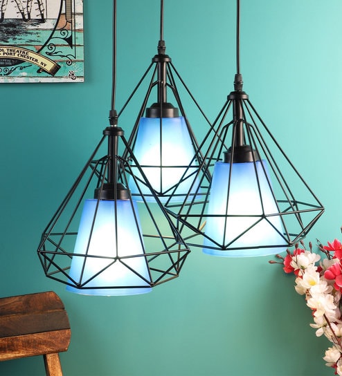 Moca Blue Metal Cluster Hanging Light by Foziq