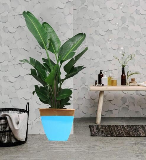 Blue Metal Midland Floor Planter (Set of 2) by Ecofynd