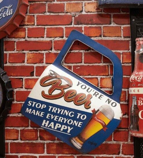 Blue Metal Retro Car Door - Beer Wall Decor