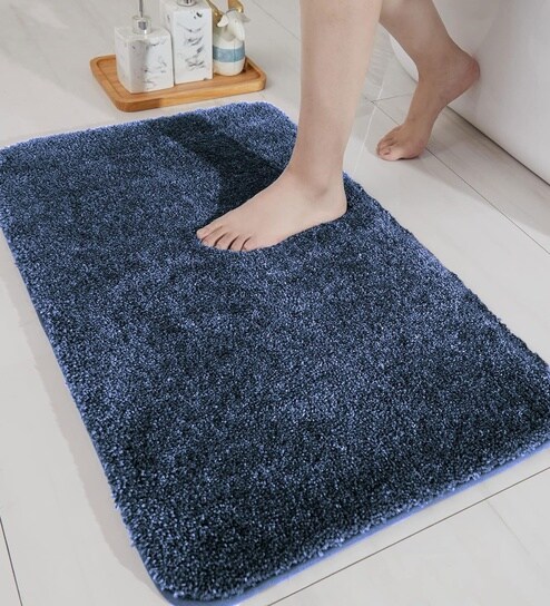 Blue Microfiber 16x24 Inches Soft Bath Mat