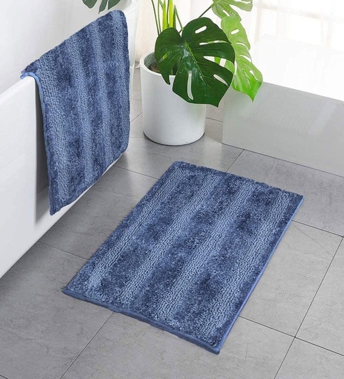 Blue Microfiber 16x24 Inches Ultra Soft Bath Mat